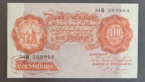 10/- Ten Shillings Beale B265 note (EF+) Last Series 34B 509864