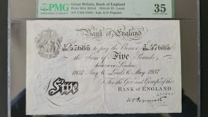 £5 Peppiatt Bank of England Leeds Branch. 6th May 1937. PMG 35 (VF) T/286 57685