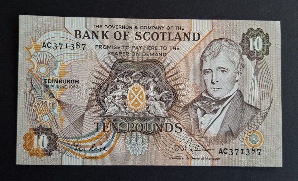 £10 Bank of Scotland Pattullo SC135 note (AUNC) AC371387