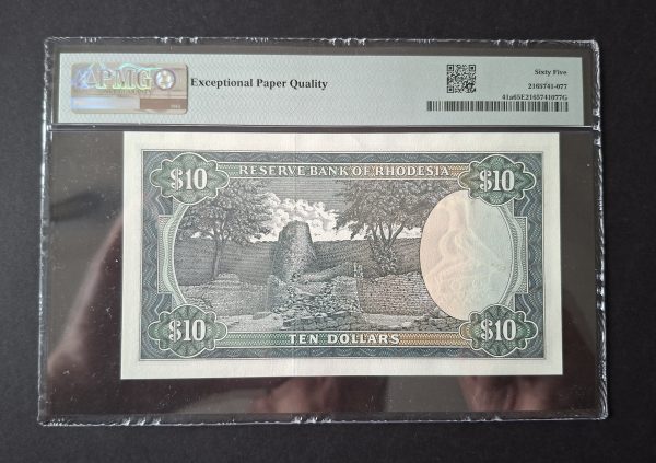 Rhodesia Ten Dollars Pick 41a, 1979. PMG 65 EPQ (UNC) J/57 074613 - Image 2