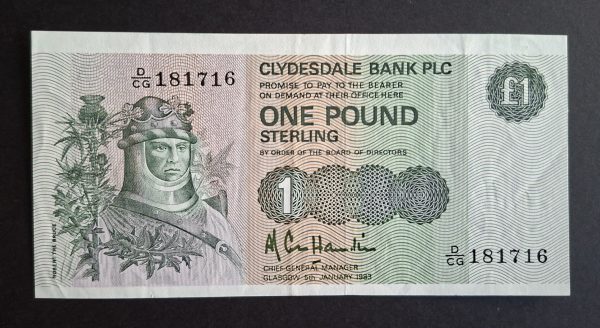 £1 Clydesdale Bank SC328b Hamilton (EF) D/CG 181716