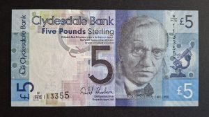 FANCY SERIAL NUMBER £5 Clydesdale Bank, Thorburn. SC.332 (AUNC) W/HS 113355