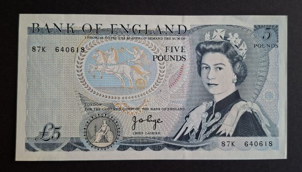 £5 Page B334 note (AUNC) 87K 640618