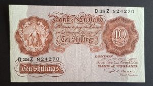 10/- Shilling O'Brien Bank of England note B266 Last Series (EF) D38Z 824270