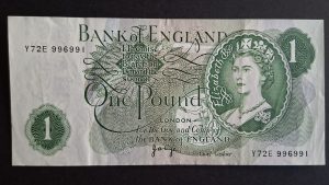 £1 Bank of England B320 note (VF+) Y72E 996991