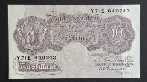 10/- Shilling Emergency Issue Peppiatt Bank of England B251 note (VF) Y71E 640243