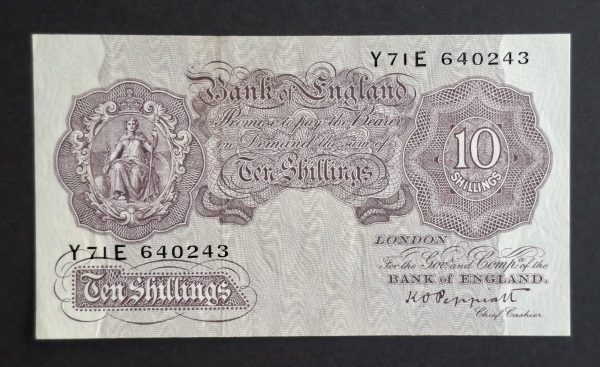 10/- Shilling Emergency Issue Peppiatt Bank of England B251 note (VF) Y71E 640243