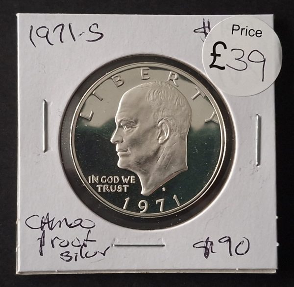1971 Dollar Eisenhower Liberty Eagle & Moon One Dollar Silver Cameo Coin