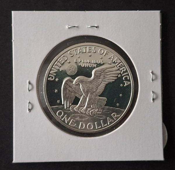1971 Dollar Eisenhower Liberty Eagle & Moon One Dollar Silver Cameo Coin - Image 2