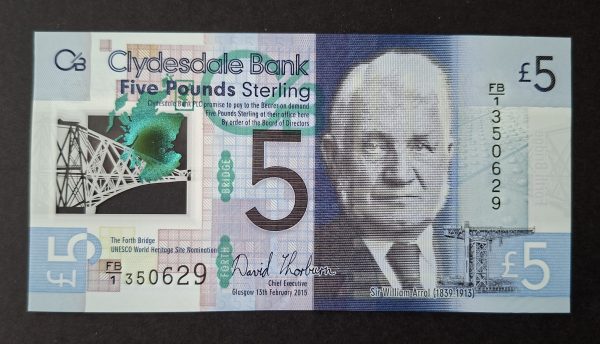 £5 Clydesdale Bank, Thorburn. SC.333a (UNC) FB/1 350629