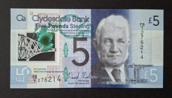 £5 Clydesdale Bank, Thorburn. SC.333a (UNC) FB/1 276214