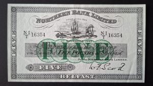 £5 Northern Bank Limited, Scott NI.613c. Last Prefix, 1943 (AUNC) N-I/T 16354