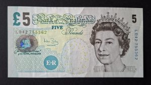 £5 Bailey B398 Bank of England note (EF) LD42 755362