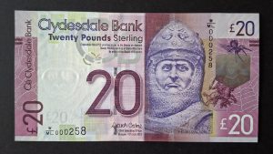 £20 Clydesdale Bank, Crosbie, SC.360Ac FIRST LOW SERIAL NUMBER (AUNC) W/ML 000258