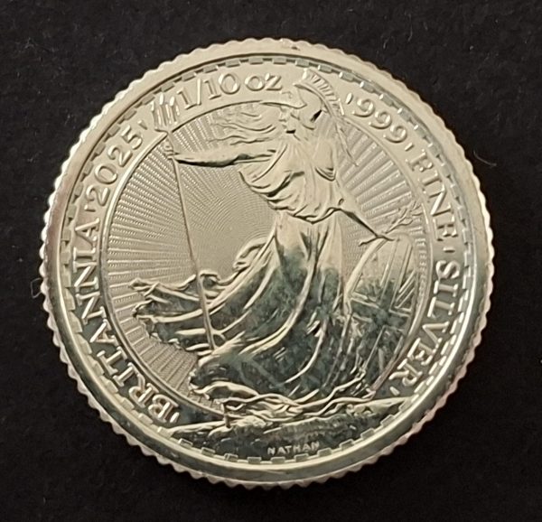 20p United Kingdom 1/10th oz Silver Britannia Coin 2025. King Charles III.